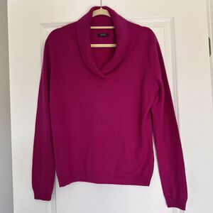 Prive Cashmere Sweater Women Small Viloet Fuchsia Shawl Collar Luxury Knit